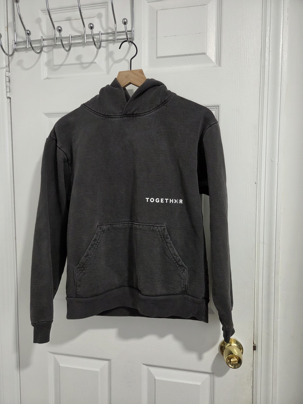Together Charcoal Pullover Hoodie in Dark Gray Women